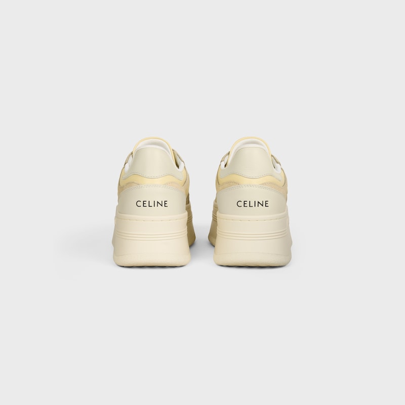 BLOCK WEDGE SNEAKER IN CALFSKIN AND SUEDE CALFSKIN - CREAM / LIGHT YELLOW -  - 1 | CELINE
