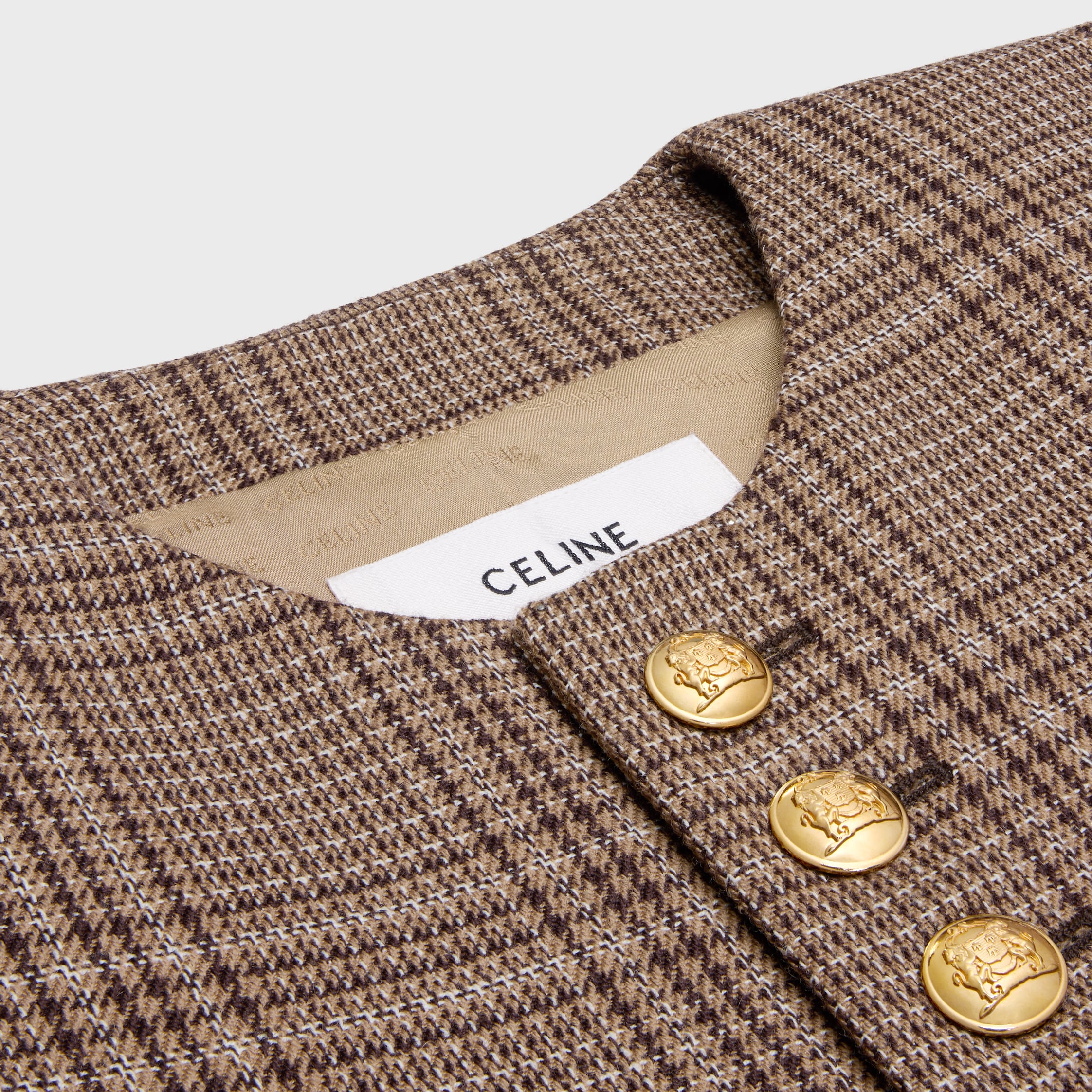 chelsea jacket in prince of wales wool - IVOIRE/CAMEL/EBENE
