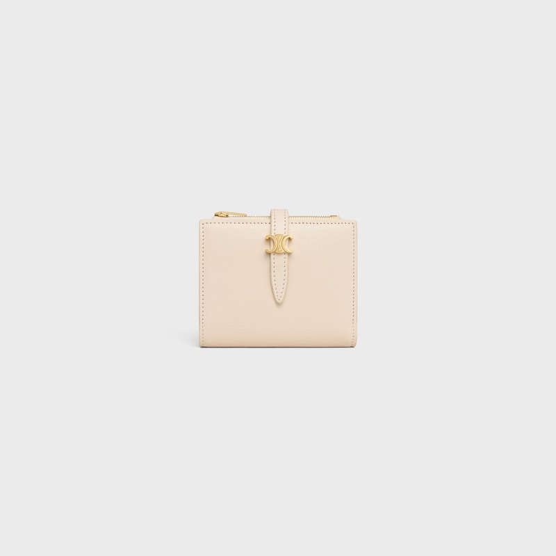 TRIOMPHE PONTET羊皮革短款錢包 - 奶白色 - 新品 - 1 | CELINE