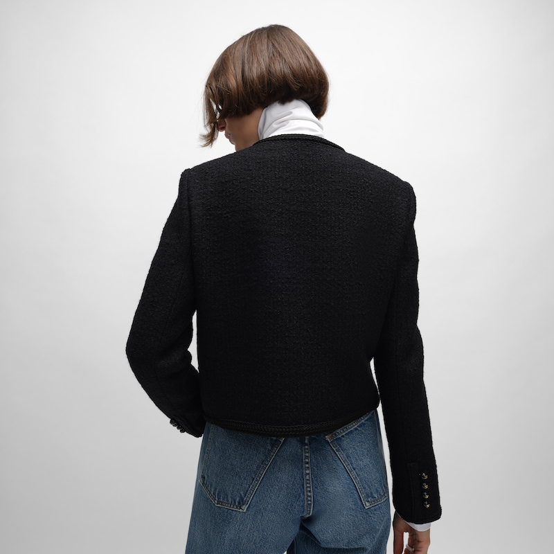 Jaqueta Chasseur em lã natté - PRETO - - 1 | CELINE