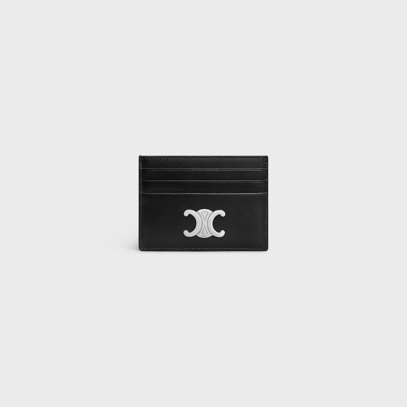 CARD HOLDER TRIOMPHE IN Shiny calfskin - BLACK - COIN AND CARD HOLDERS - 1 | CELINE