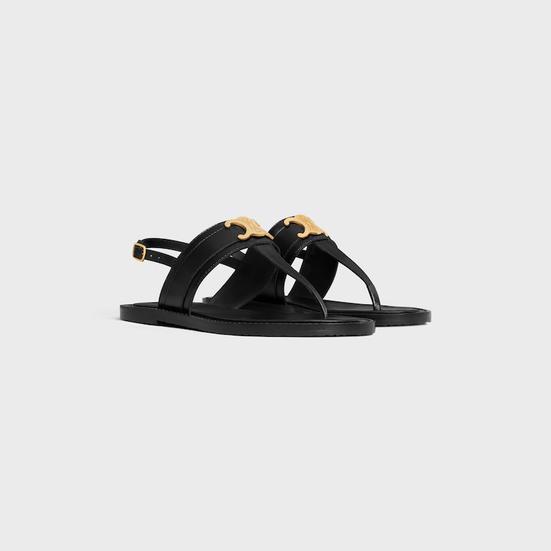 SANDALIA DE PLAYA CELINE LYMPIA DE PIEL DE BECERRO - NEGRO -  - 1 | CELINE