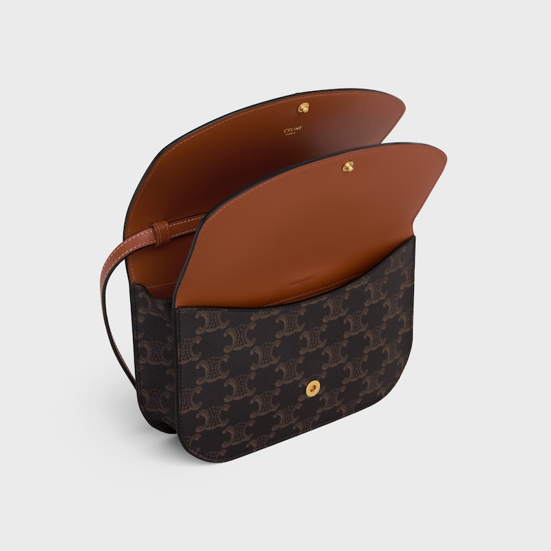 DÚO DE CARTERA CON CADENA DE LONA TRIOMPHE Y PIEL DE BECERRO - TOSTADO - IONA TRIOMPHE - 1 | CELINE