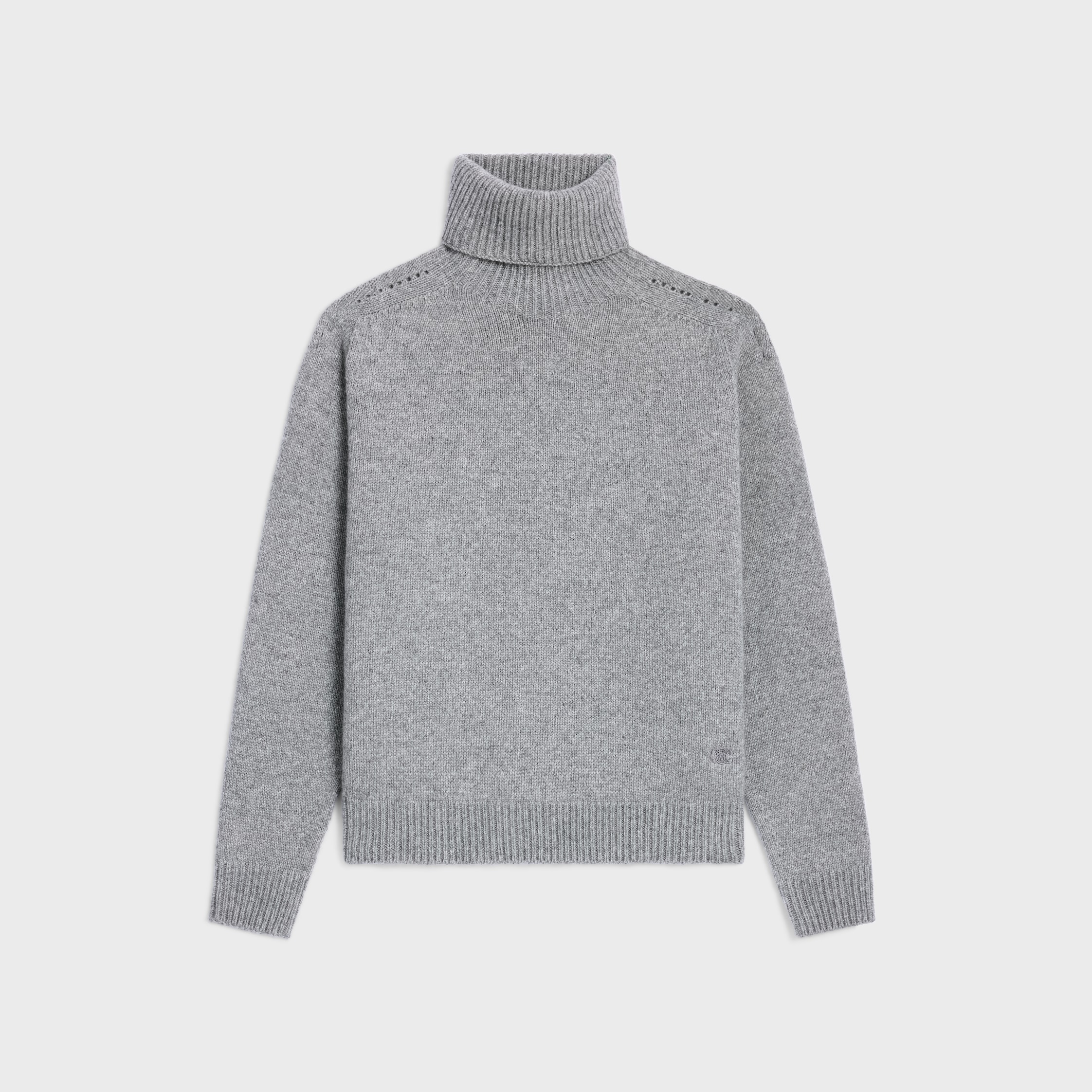 turtleneck sweater IN SEAMLESS CASHMERE - MEDIUM GREY | CELINE