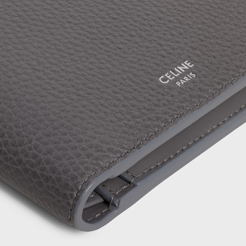 Bi-fold card holder IN GRAINED CALFSKIN - GREY - WALLETS - 1 | CELINE