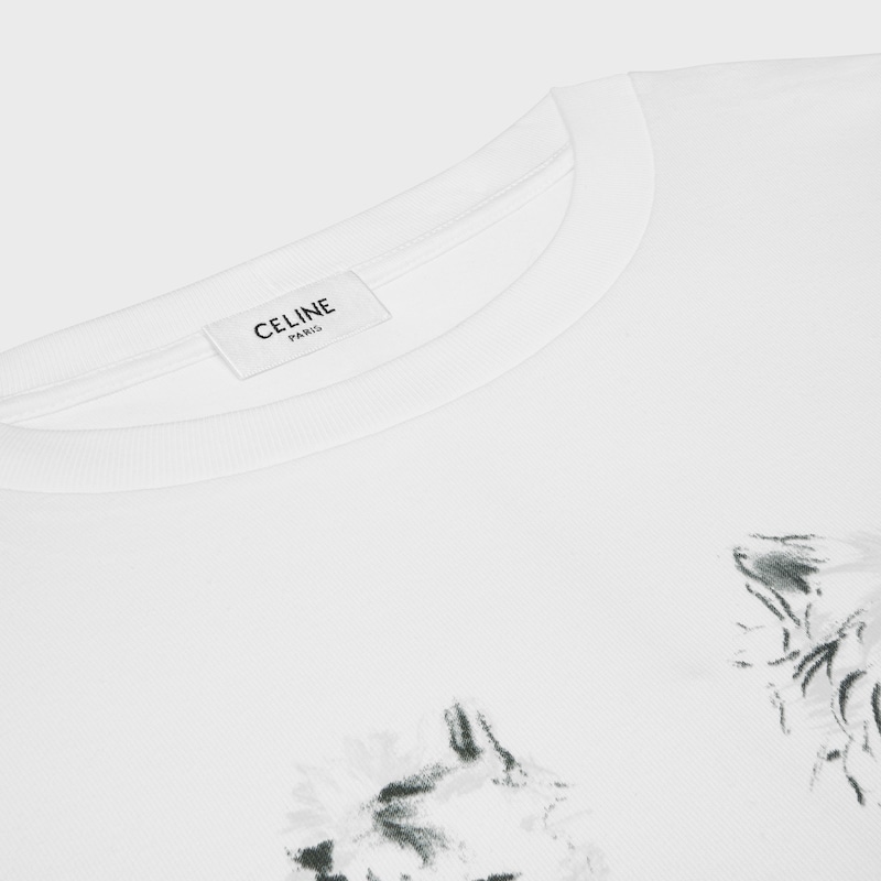 宽松T恤 - 荧光白/灰色 -  - 1 | CELINE