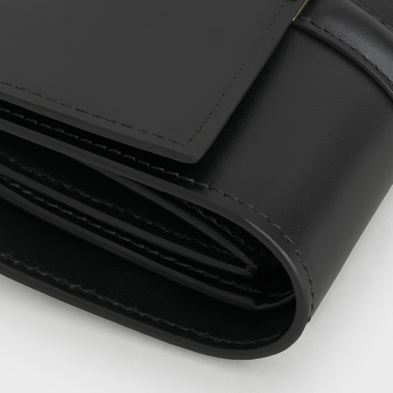 Petit portefeuille 16 Veau satin&eacute; - Noir - PORTEFEUILLES - 1 | CELINE