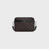 SMALL MESSENGER BAG IN TRIOMPHE CANVAS AND CALFSKIN - BLACK - BELT BAGS AND MINI BAGS - 1 | CELINE