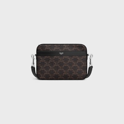 SMALL MESSENGER BAG IN TRIOMPHE CANVAS AND CALFSKIN - BLACK - CROSS-BODY BAGS - 5 | CELINE