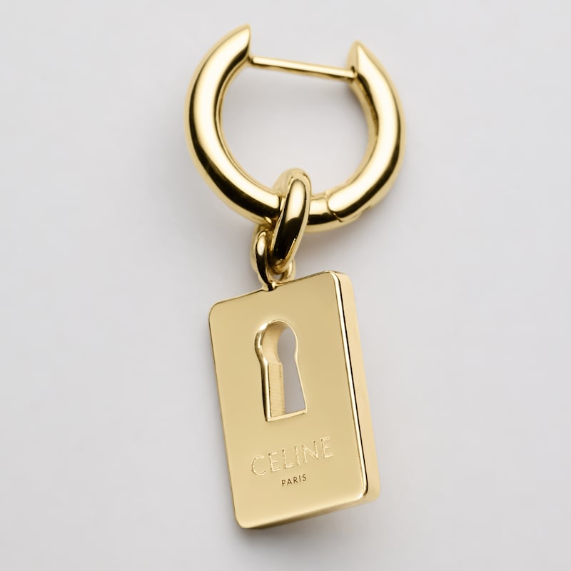CELINE CHARMS LOCK EARRING IN BRASS WITH GOLD FINISH - GOLD - EARRINGS - 1 | CELINE