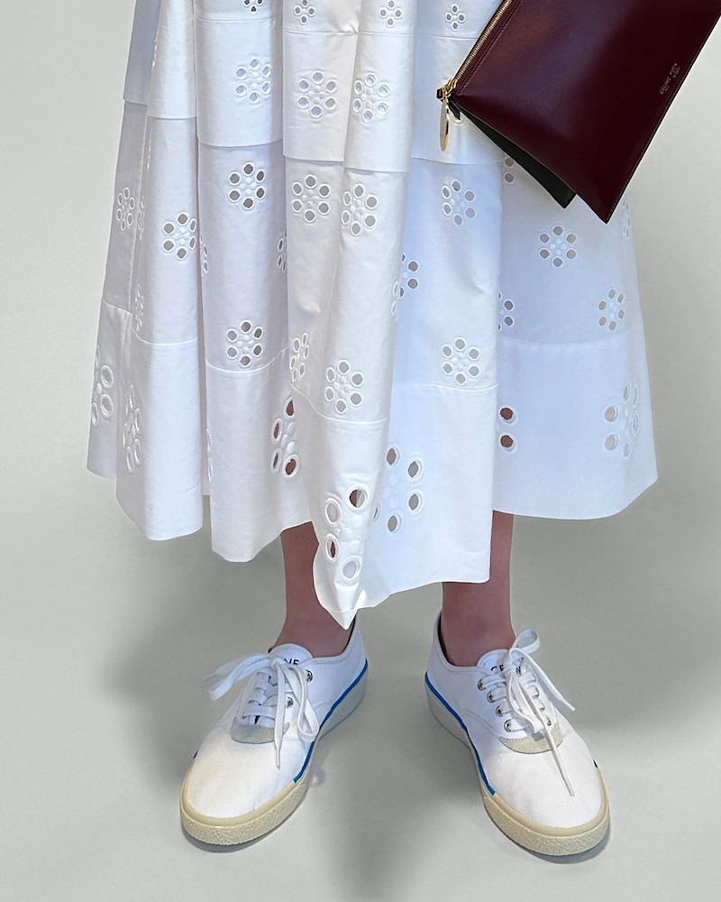 ALAN SNEAKER IN CANVAS AND SUEDE CALFSKIN - WHITE -  - 1 | CELINE