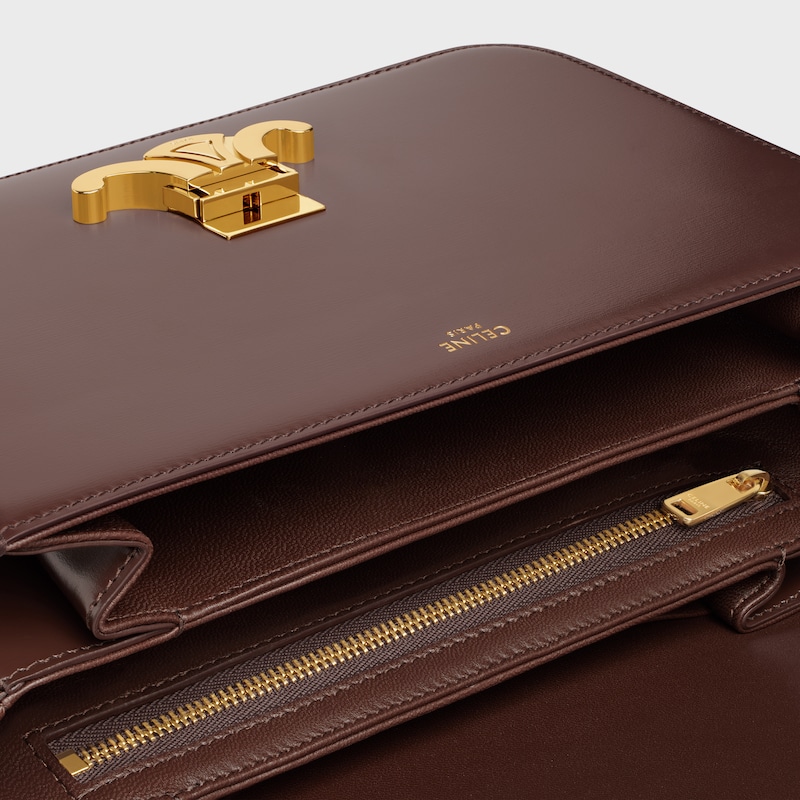 SAC TRIOMPHE CLASSIQUE veau brillant - Ch&acirc;taigne - TRIOMPHE - 1 | CELINE