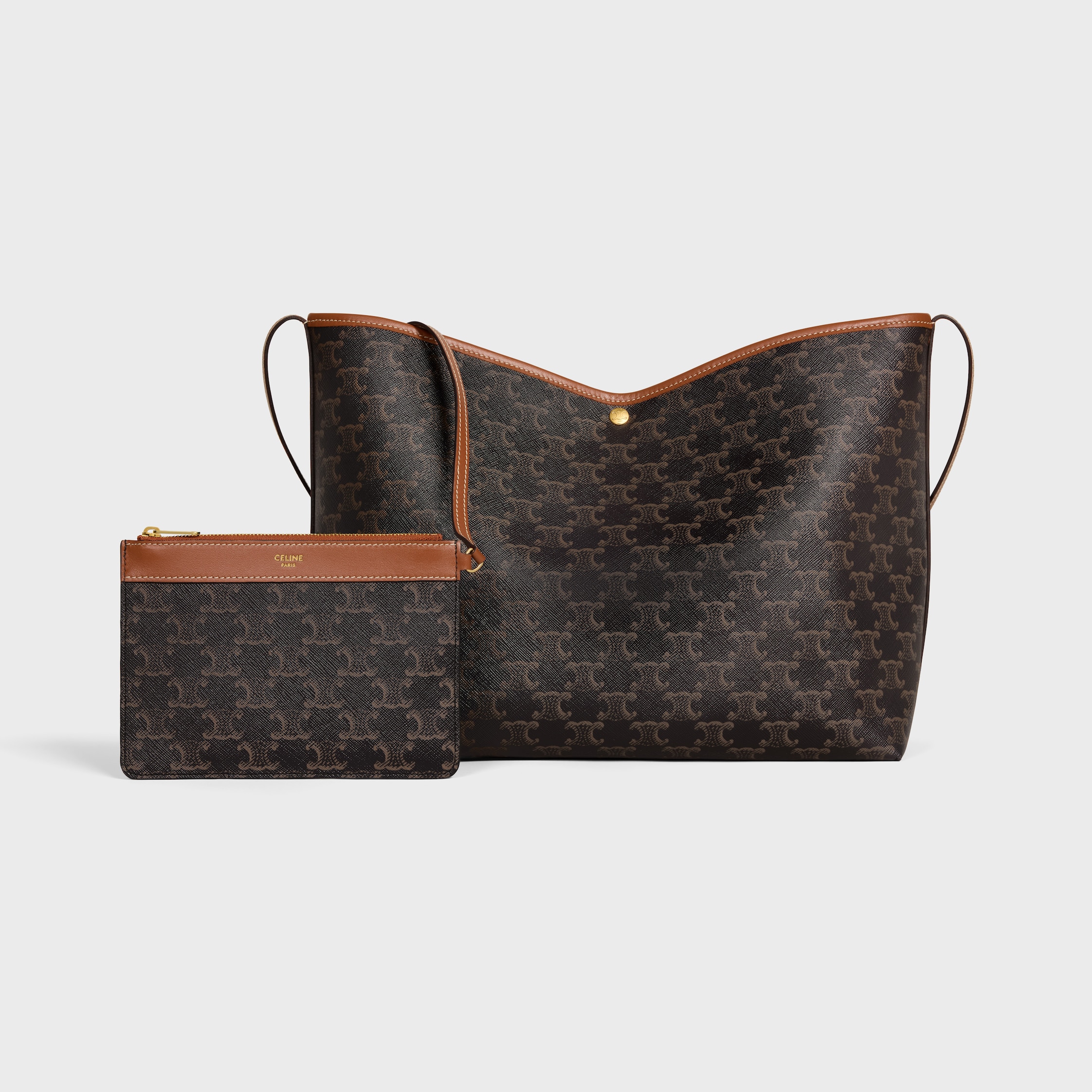 SOFT SHOPPER BAG IN Triomphe Canvas and Calfskin - TAN | CELINE