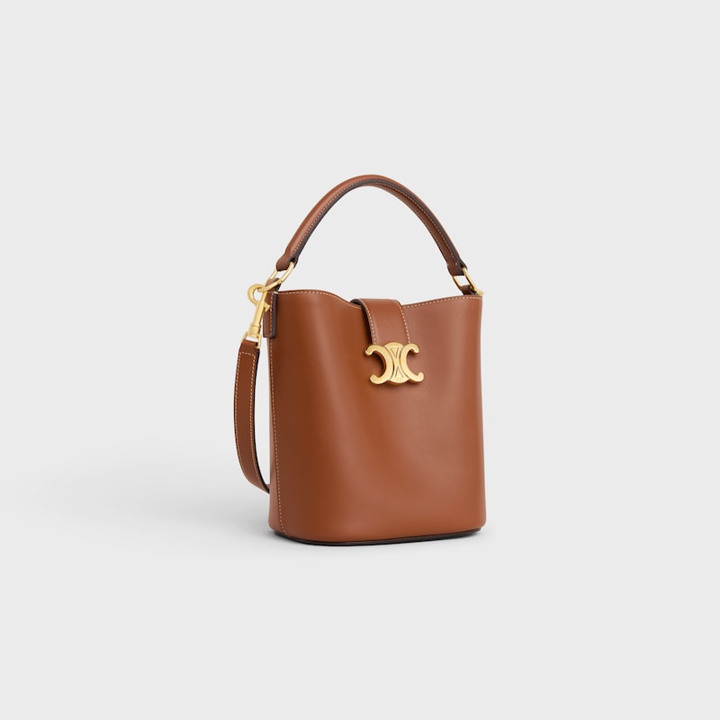 SMALL BUCKET LOUISE IN SMOOTH CALFSKIN - TAN - MORE LINES - 1 | CELINE
