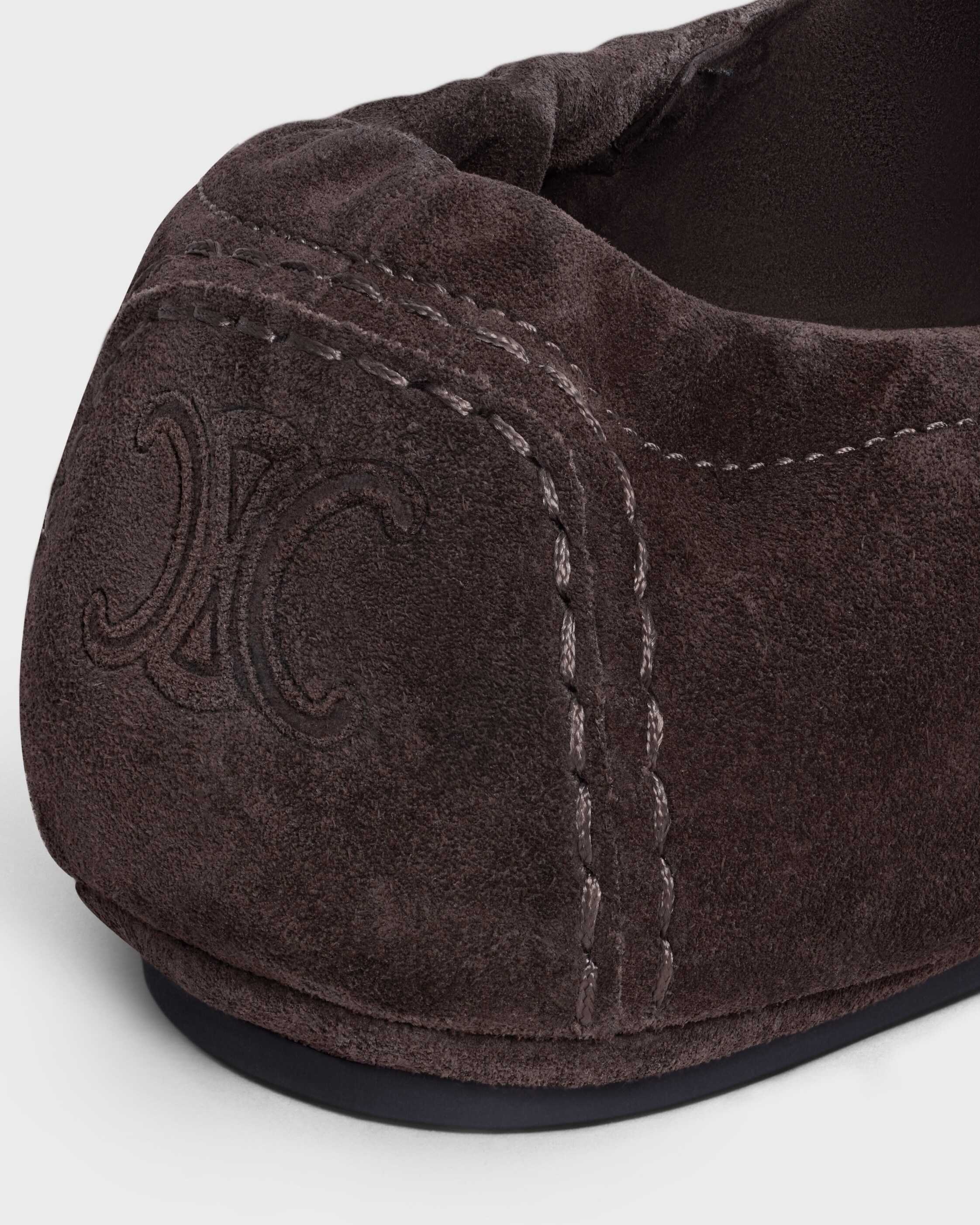 Celine Olive Suede Slip-On Loafers Celine // Brown Suede Marlou Mocassin Flat – VSP Consignment main image 2