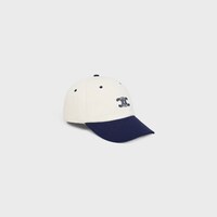 Triomphe richelieu cap IN cotton twill - CREAM / NAVY -  - 1 | CELINE