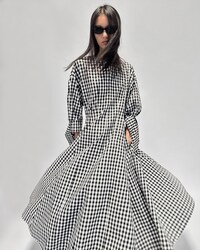 dress IN vichy cotton - NOIR/IVOIRE -  - 2 | CELINE