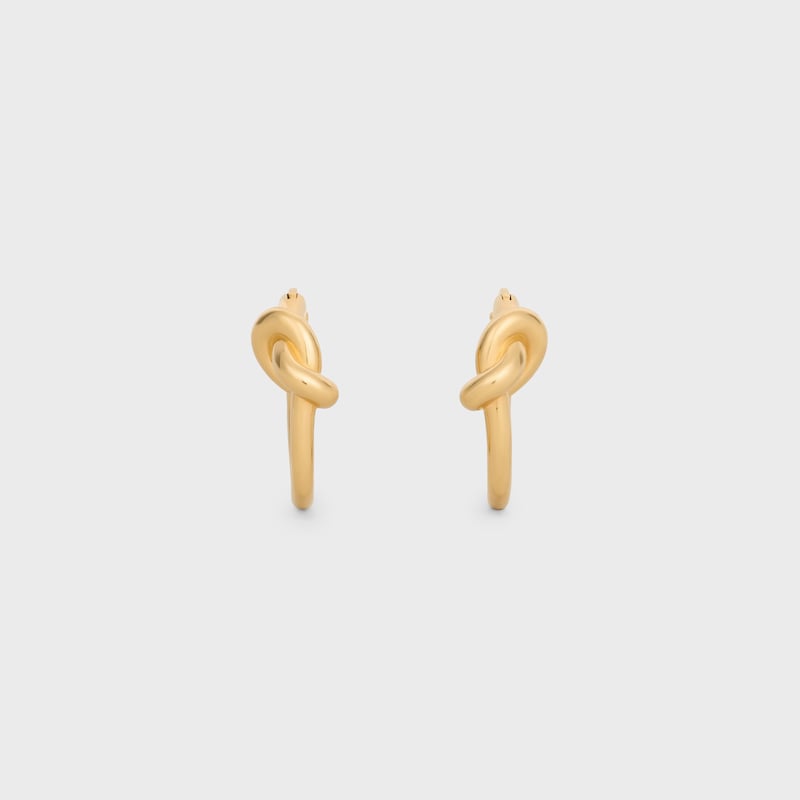 Knot Small Hoops in Brass with Gold finish - Gold - EARRINGS - 1 | CELINE
