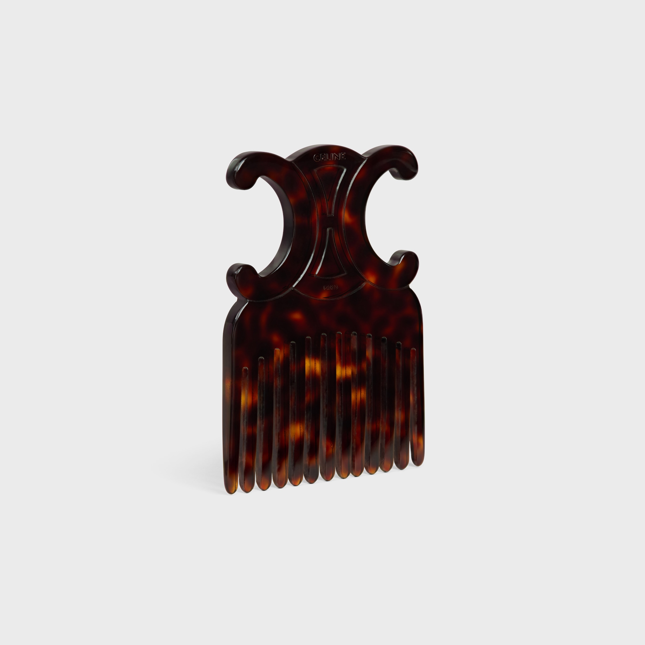 関税込 CELINE Triomphe Hair Comb in acetate Triomphe Hair Comb in acetate - DARK HAVANA | CELINE