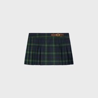 kilt mini skirt IN tartan wool - GREEN/NAVY/YELLOW -  - 1 | CELINE