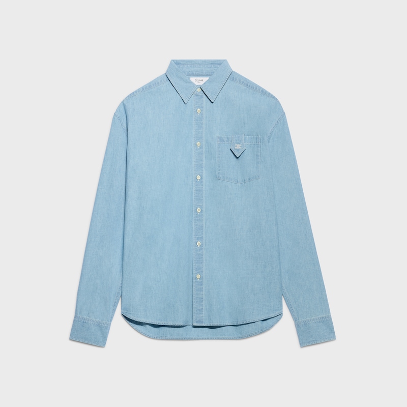 shirt IN cotton denim - BIO BLEACH WASH -  - 1 | CELINE