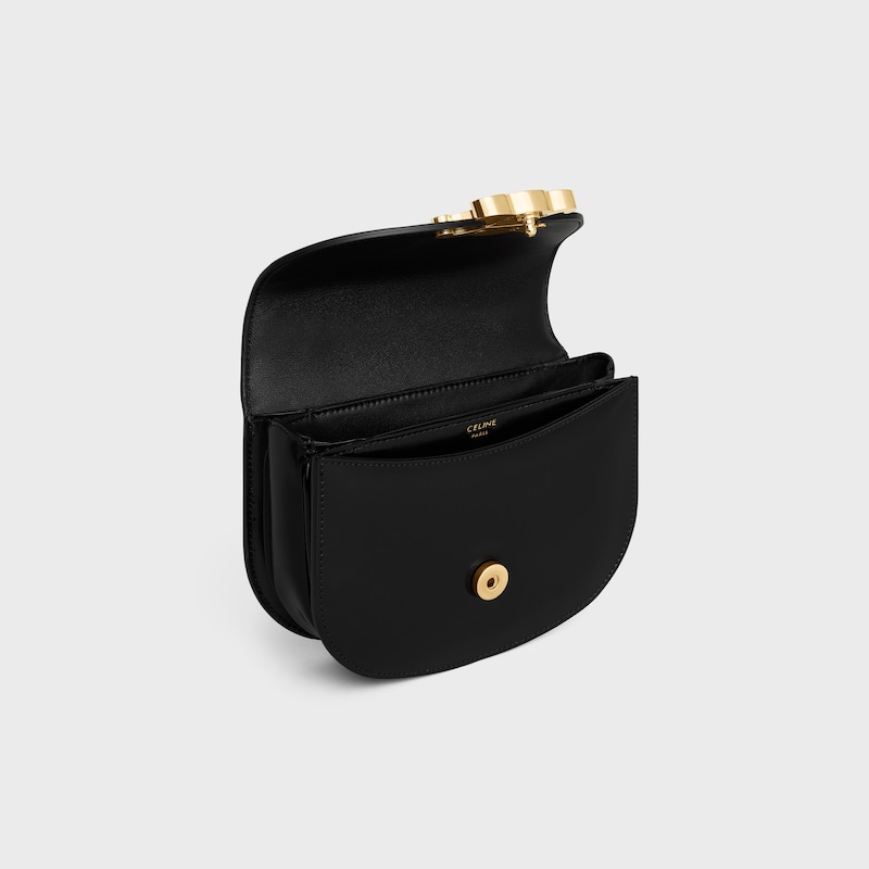 MINI CHAIN BESACE CLEA in SHINY CALFSKIN - BLACK - MORE LINES - 1 | CELINE