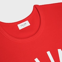 regular t-shirt IN RIBBED COTTON JERSEY - RED CYCLIST/OFF WHITE -  - 2 | CELINE
