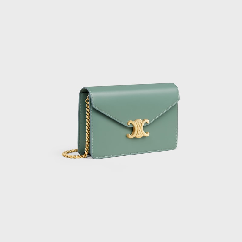 WALLET ON CHAIN MARGO in Shiny calfskin - CELADON - WALLETS ON CHAIN - 1 | CELINE