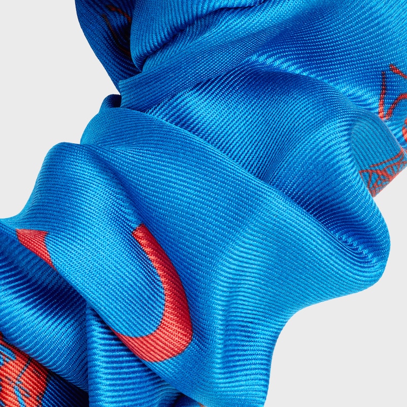 Scrunchy C Sulky Celine em seda e Latão com Acabamento Dourado - ULTRA BLUE / ULTRA RED - NOVO - 1 | CELINE