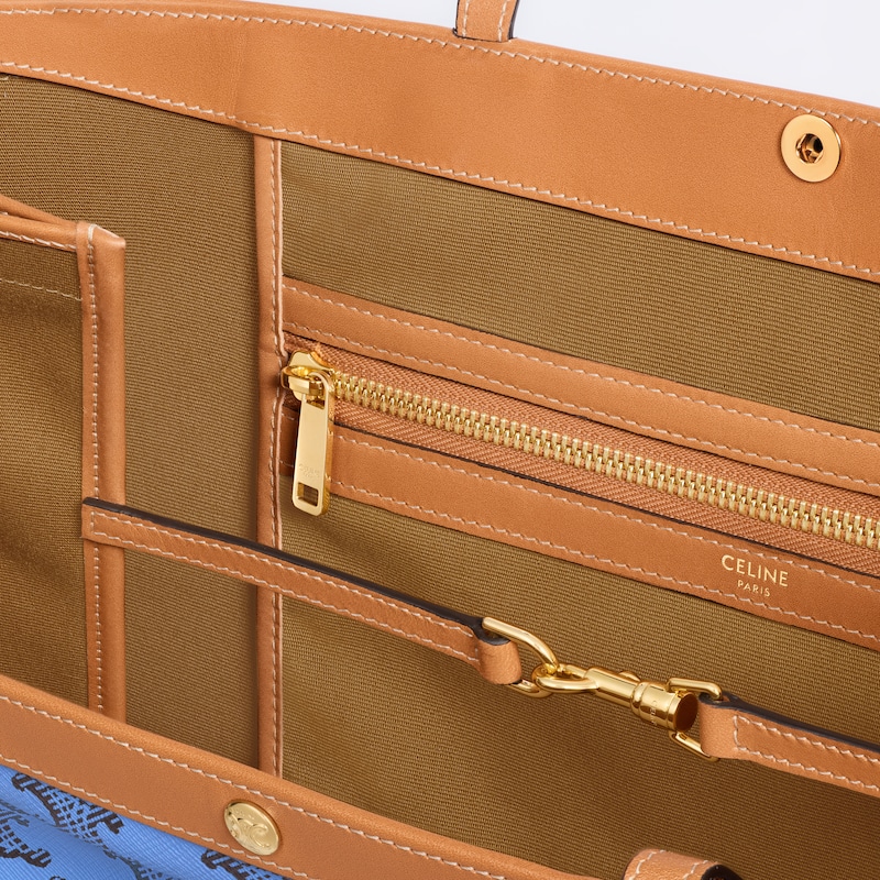 LARGE FLAT SHOPPER IN TRIOMPHE CANVAS - BLUE / BLACK - TOP-HANDLE BAGS - 1 | CELINE