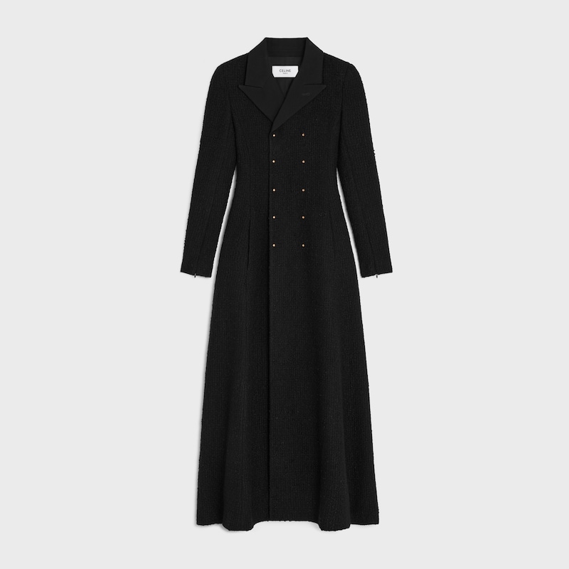 double-breasted coat IN wool natt&eacute; - BLACK -  - 1 | CELINE
