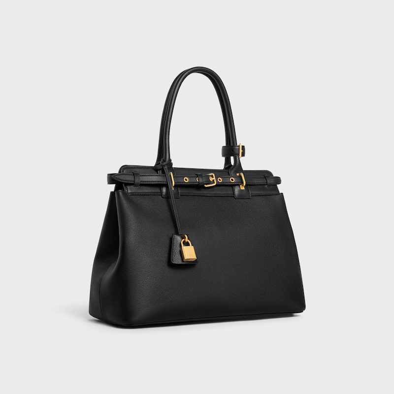 CELINE CONTI BAG in SUPPLE GRAINED CALFSKIN - BLACK - TOP-HANDLE BAGS - 1 | CELINE