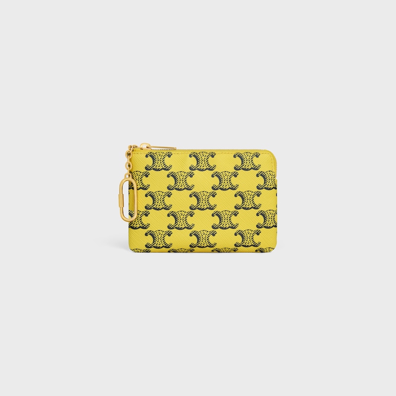 Coin Purse  IN TRIOMPHE CANVAS - YELLOW / NAVY - COIN AND CARD HOLDERS - 1 | CELINE