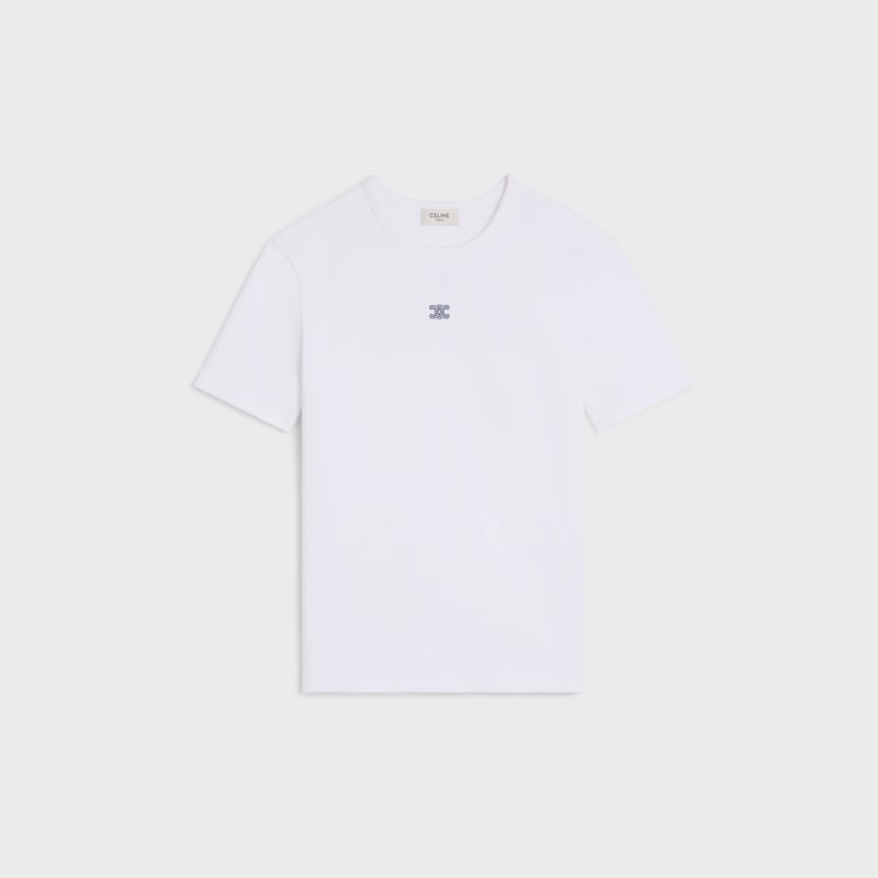 t-shirt triomphe jersey coton c&ocirc;tel&eacute; - BLANC/BLEU MARINE -  - 1 | CELINE