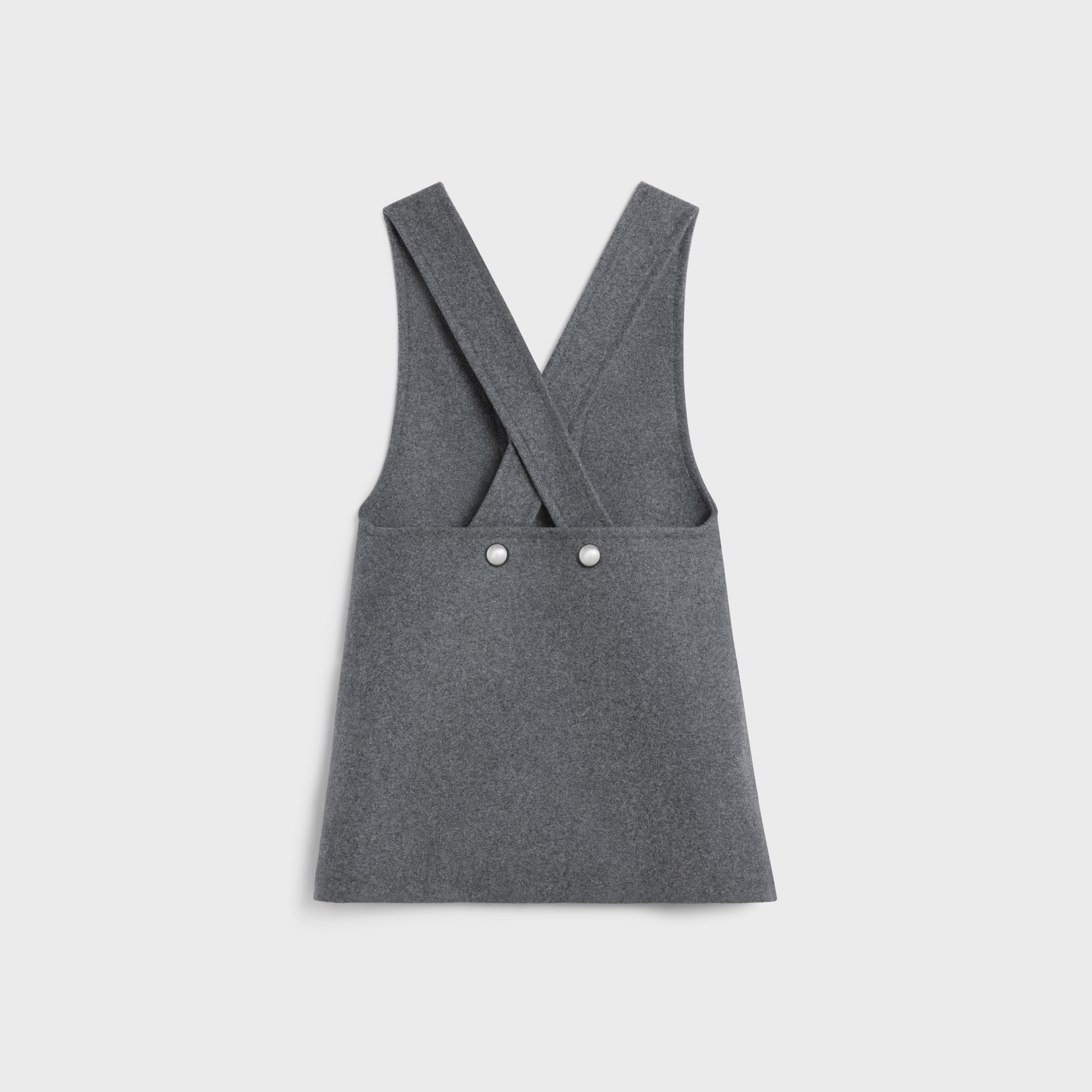 tunic mini dress in wool cloth - MEDIUM GREY | CELINE