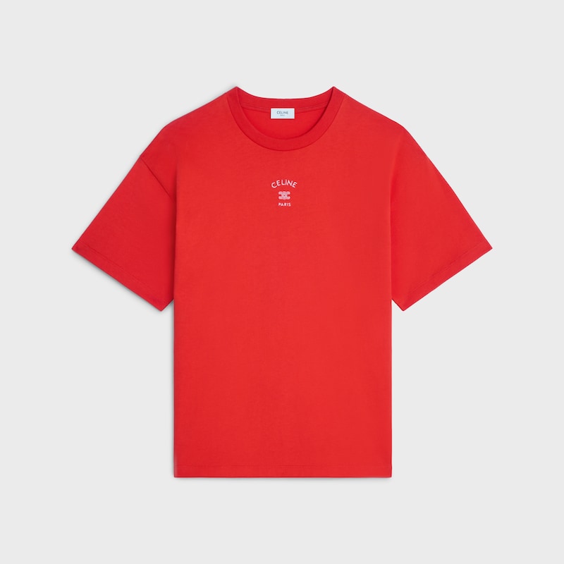 t-shirt IN cotton jersey - RED CYCLIST/OFF WHITE -  - 1 | CELINE