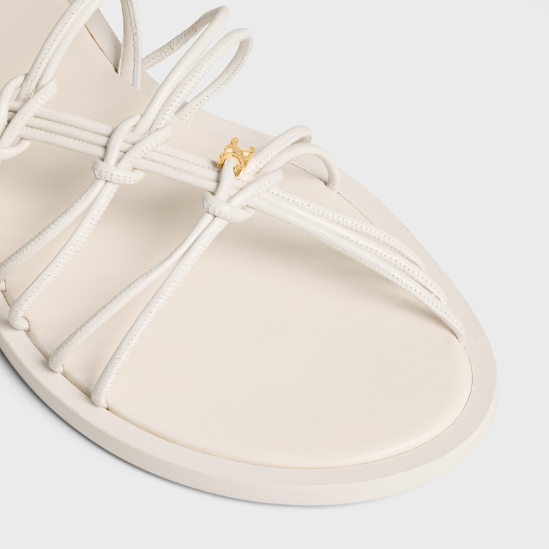 KNOTS TRIOMPHE FLAT SANDAL IN GOATSKIN - CHALK -  - 1 | CELINE