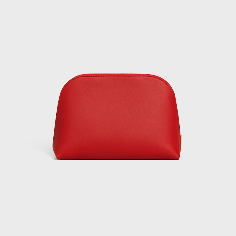 MEDIUM COSMETIC POUCH IN SMOOTH CALFSKIN - ULTRA RED / SYRAH - BEAUTY ACCESSORIES - 1 | CELINE