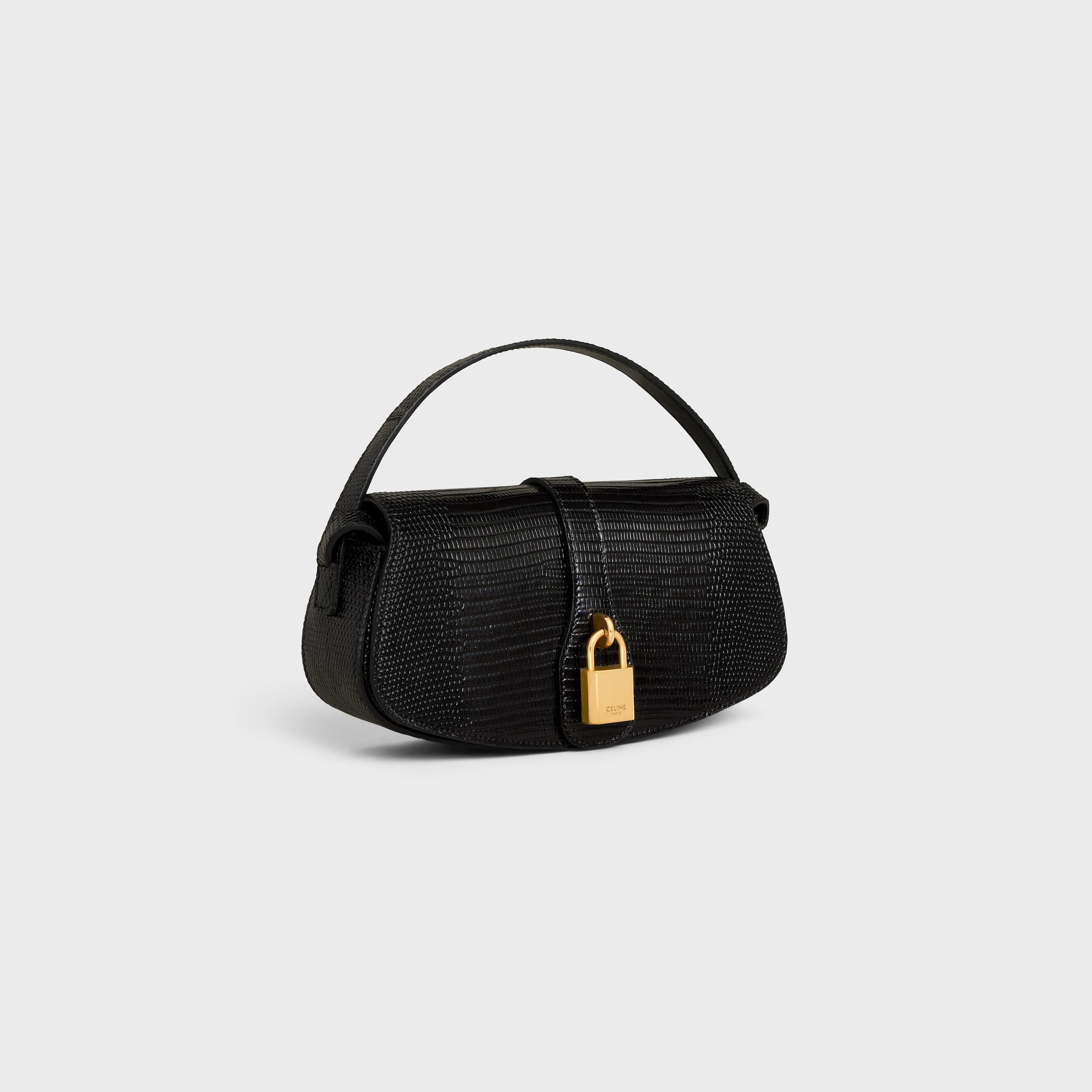 セリーヌ ◾️ ブラックレザーオープントゥサンダル CLUTCH ON STRAP TABOU in lizard - BLACK | CELINE