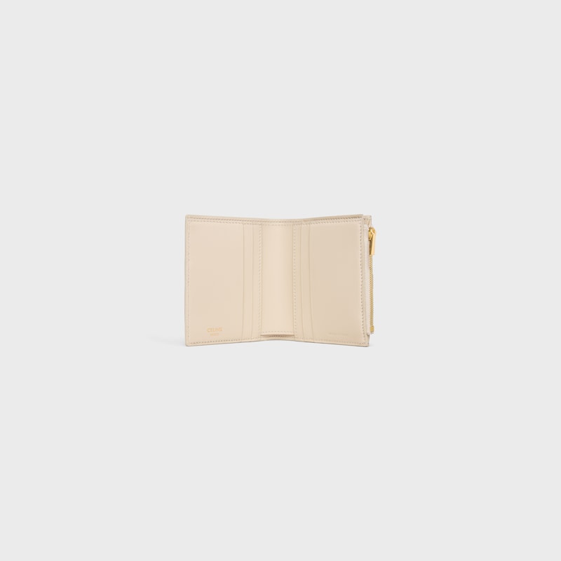 TRIOMPHE PONTET羊皮革短款錢包 - 奶白色 - 新品 - 1 | CELINE