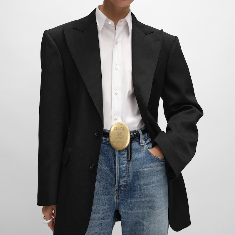 colonne jacket IN DIAGONAL WOOL - BLACK -  - 1 | CELINE