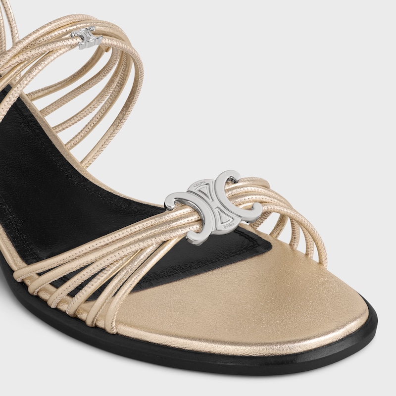 CL&Eacute;MENCE HEELED SANDAL IN LAMINATED LAMBSKIN - PLATINIUM -  - 1 | CELINE