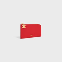 LONG ZIPPED CARD HOLDER IN GRAINED CALFSKIN - ULTRA RED - COIN AND CARD HOLDERS - 2 | CELINE