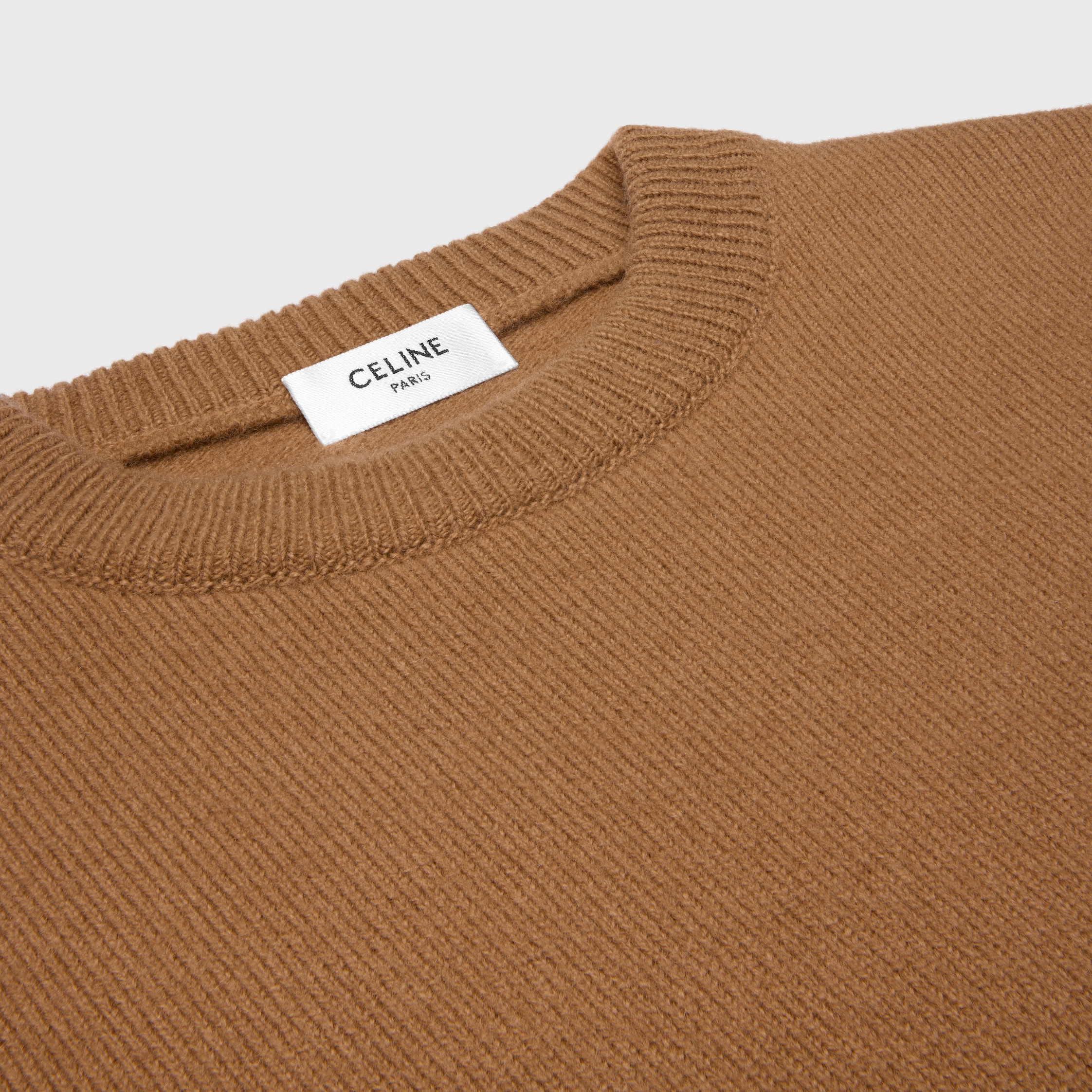 crewneck sweater IN wool cashmere - CAMEL/WHITE | CELINE