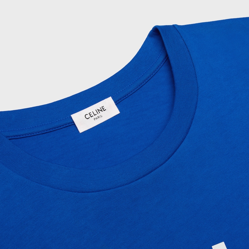 t-shirt IN cotton jersey - ROYAL BLUE / OFF WHITE -  - 1 | CELINE