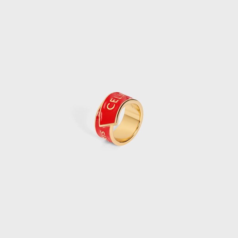 CELINE RIBBON RING IN ENAMEL AND BRASS WITH GOLD FINISH - RED / GOLD -  - 1 | CELINE
