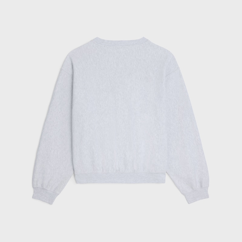 loose sweatshirt IN cotton fleece - PALE GREY / BLACK -  - 1 | CELINE