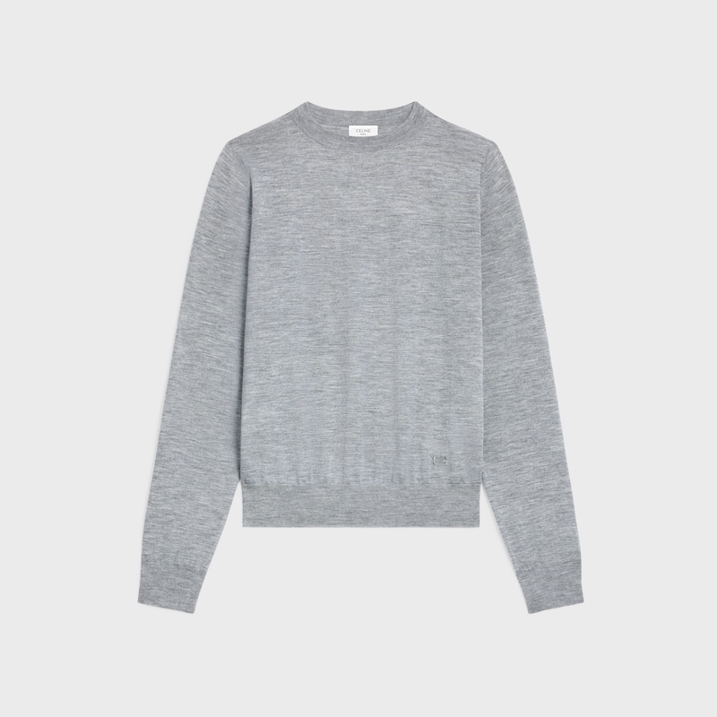 crewneck sweater IN thin cashmere - GREY -  - 1 | CELINE