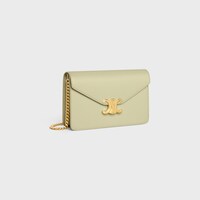 WALLET ON CHAIN MARGO in Shiny calfskin - ALMOND GREEN - MORE LINES - 2 | CELINE