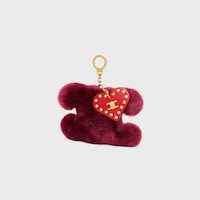TRIOMPHE POM-POM CHARM IN EMBROIDERED SHEARLING AND CALFSKIN - SYRAH / ULTRA RED - CHARMS AND ACCESSORIES - 2 | CELINE